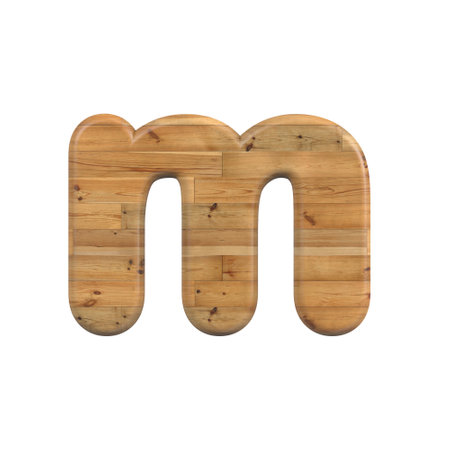 Wood letter M - Lowercase 3d pine font - Suitable for Decoration, nature or wood related subjectsの写真素材