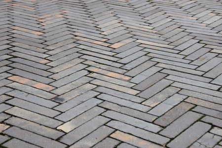 Perspective of striped clay tile surface textureの写真素材