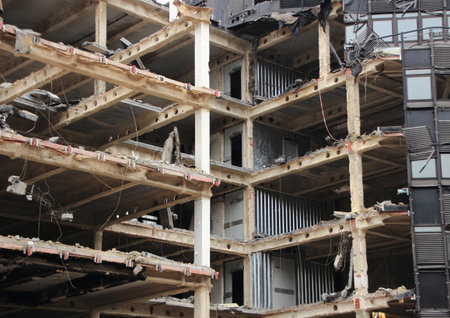 Perspective of Urban Building Demolition with Open removed Facade