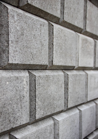 Grey Concrete Brick Closeup Background Left Perspectiveの写真素材