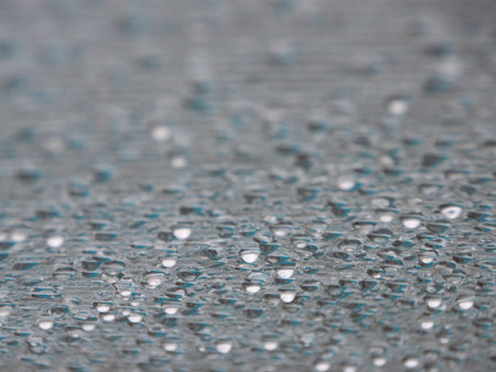 Water Damp Moisture Condensation under Striped Plastic Roof in a Small Outdoor Swimming Pool. Cold outside - but Warm Inside.の写真素材