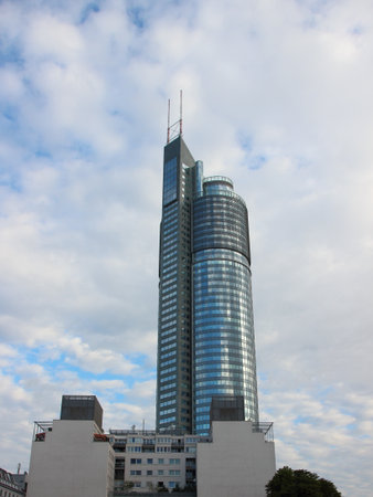 Vienna Millenium Tower Modern Architecture in Daylight Partly Cloudedの写真素材