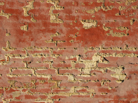 Worn Weathered Red Concrete Wall with Tiles Background