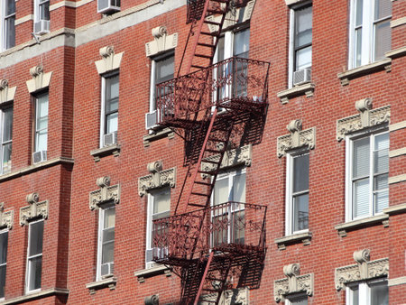 Fire Escape Stairs Outside Building Facade in New York