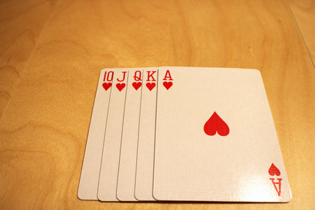royal flush with heart playing card