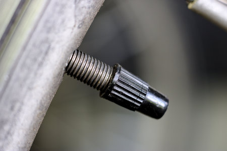 Close up of bicycle valveの写真素材
