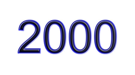 blue 2000 number 3d effect white backgroundの写真素材