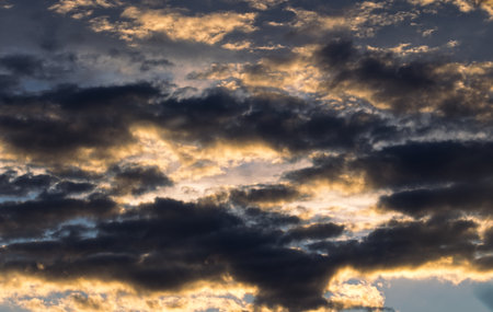 dramatic sunset summer many clouds dark