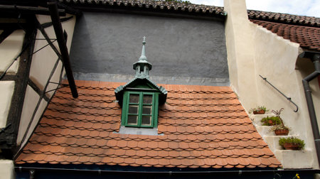 Golden alley at Pragueの写真素材