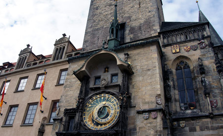 astronomical clock in prague, czech republicの写真素材
