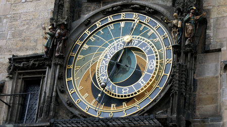 astronomical clock in prague, czech republicの写真素材