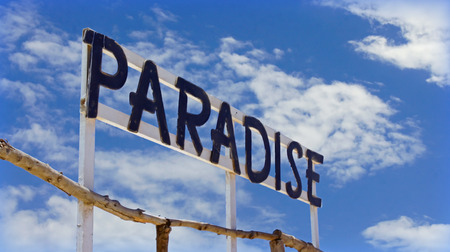 paradise beach with big lettersの写真素材
