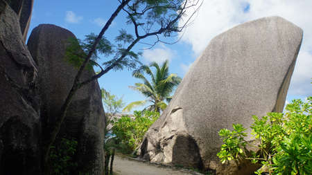 granite rocks on tropical islandの写真素材