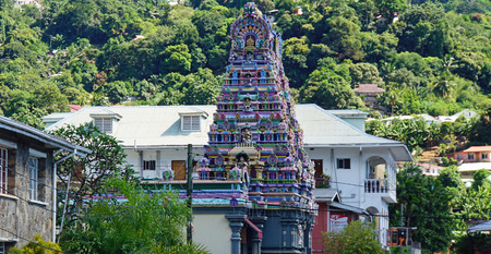 colorful hindu temple in victoria on mahe islandの写真素材