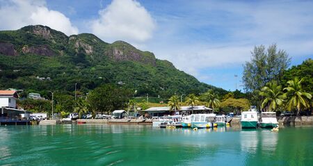 small cozy tropical harbor on mahe island