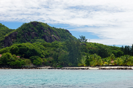 nice green mountains on tropical island maheの写真素材