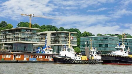 building in the harbor of hamburg in germanyのeditorial素材