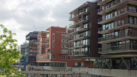 house in hafencity in german town hamburgの写真素材