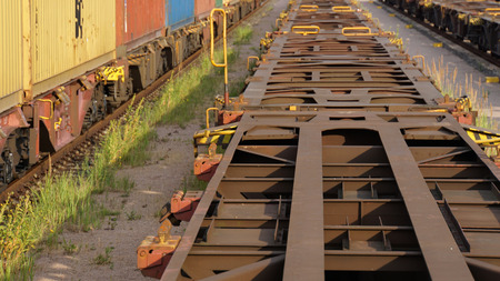colorful train vaggons in harbor
