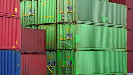 transport container in the harbor of hamburgの写真素材