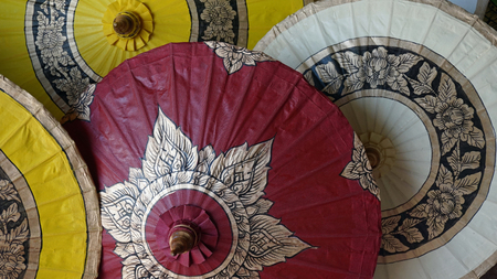 handmade colorful paper umbrellas from bo songの写真素材