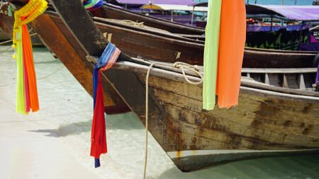 traditional longtail boat on tropical thai island
