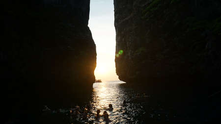 sunset on sunset point near ko phi phiの写真素材