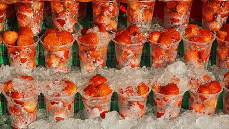 traditional thai street food with fresh fruitsの写真素材