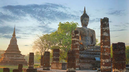 ancient sukhothai historical park in northern thailandの写真素材