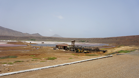 old weathered salt refinery on cape verdeの写真素材
