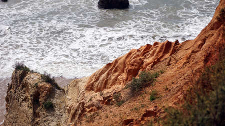 beach of praia de rocha in portugalの写真素材