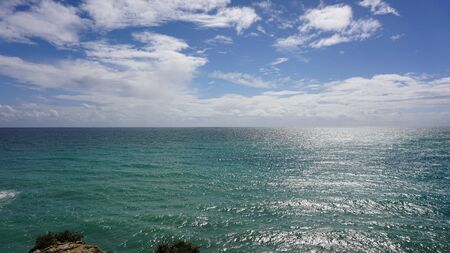 beach of playa de marinha in portugalの写真素材