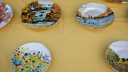 art market in small town loule in portugalの写真素材