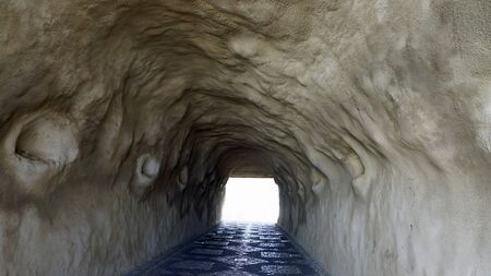 tunnel in old town of albufeira on algarve coastの写真素材