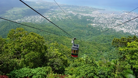 coast of puerto plata from pico de isabel del torresの写真素材