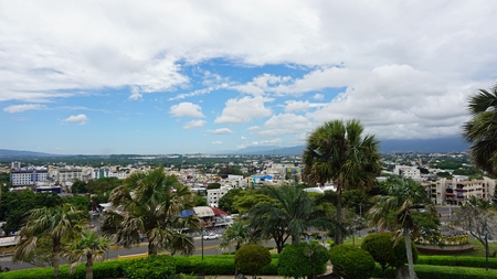 caribbean town santiago de los caballeros in the dominican republicの写真素材