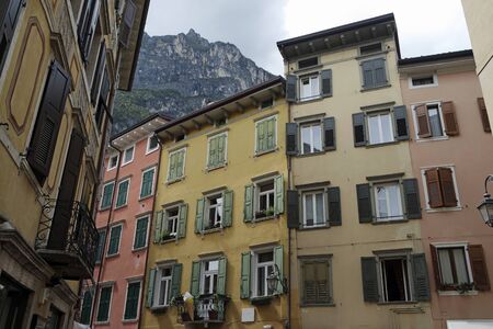 architecture in the italian alp town trentinoの写真素材