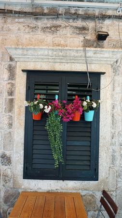 detail shot from weathered window in croatiaの写真素材