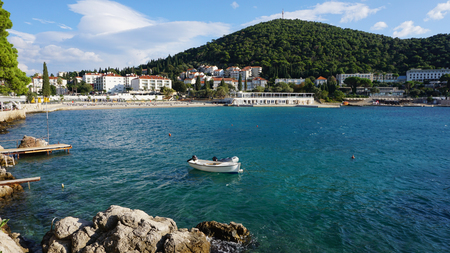 colorful and natual beach of dubrovnik in croatiaの写真素材