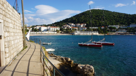 colorful and natual beach of dubrovnik in croatiaの写真素材