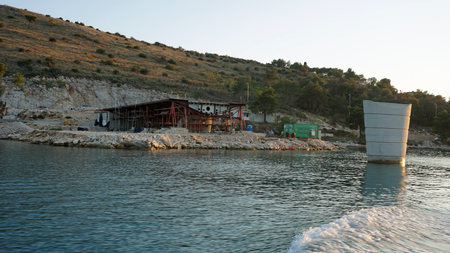 building a bridge near trogir in croatiaの写真素材