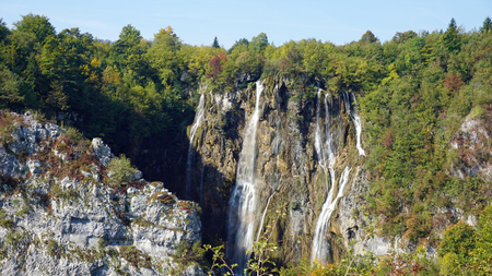 landscape at plitvice lakes in croatia