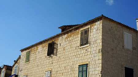 Traditional houses on Hvar island in Croatiaのeditorial素材