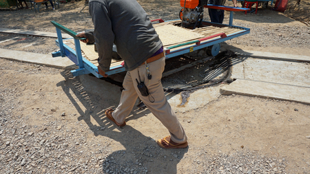 new bamboo train railway track in battambang in cambodia