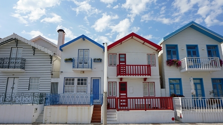 small tradiotional and colorful houses of costa novaの写真素材