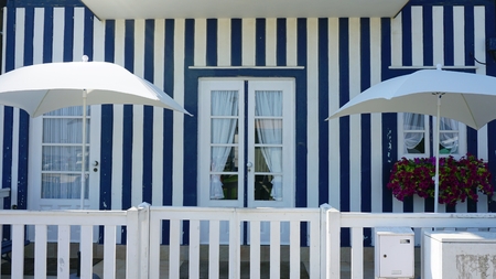 small tradiotional and colorful houses of costa novaの写真素材