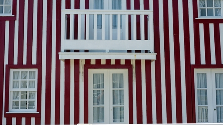 small tradiotional and colorful houses of costa novaの写真素材
