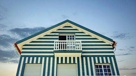 small tradiotional and colorful houses of costa novaの写真素材