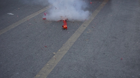 firecracker for chinese new year in thailandの写真素材