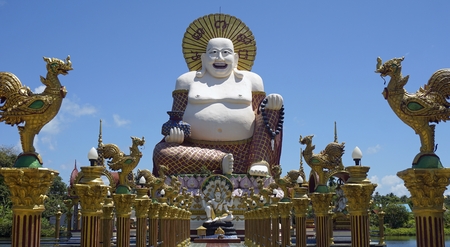 chinese plai laem temple on koh samui in thailandの写真素材